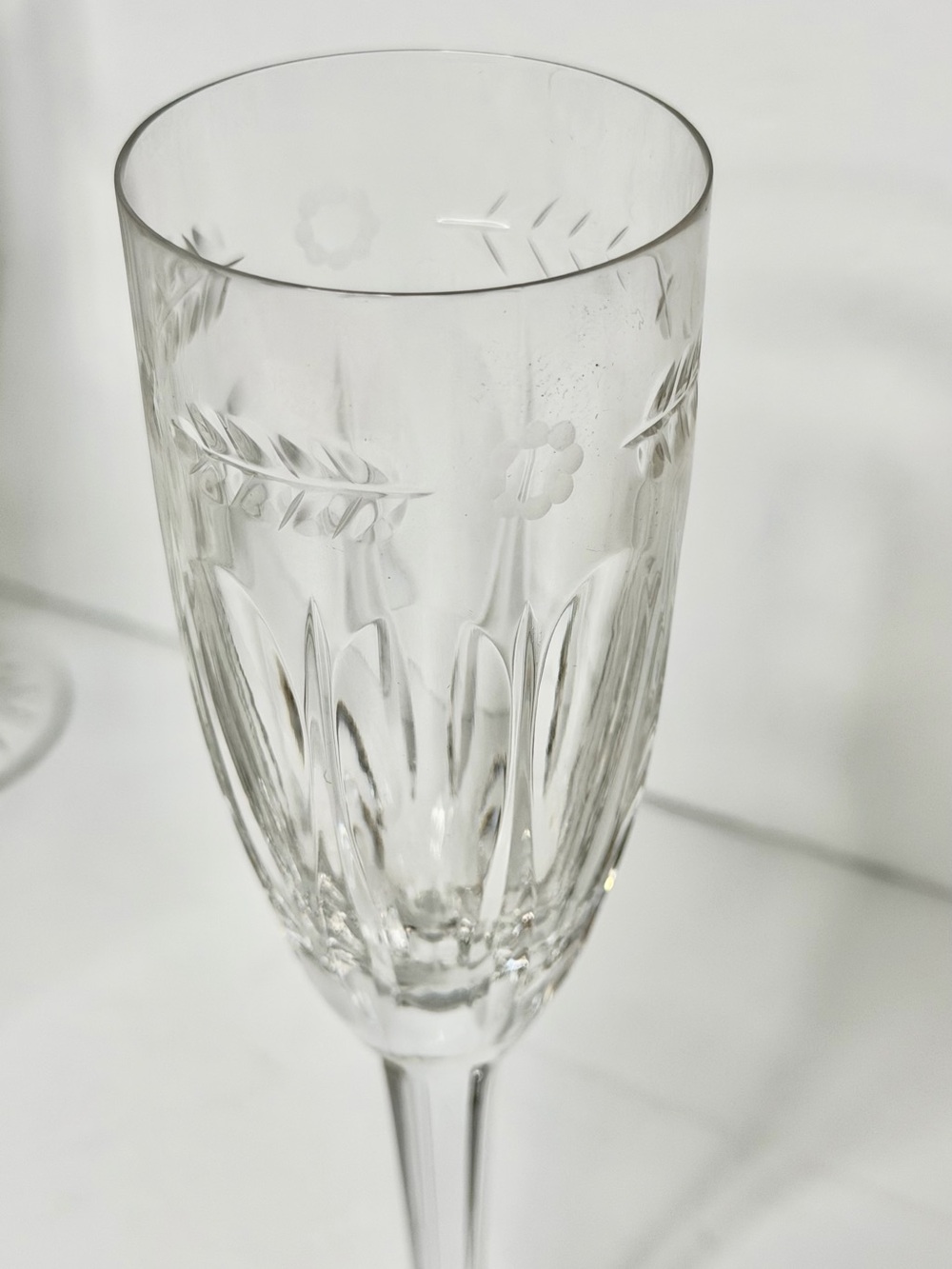 Wedgwood Calendore Lead Crystal glasses Champagne Stemware Flutes - set of 8 - Picture 11 of 14